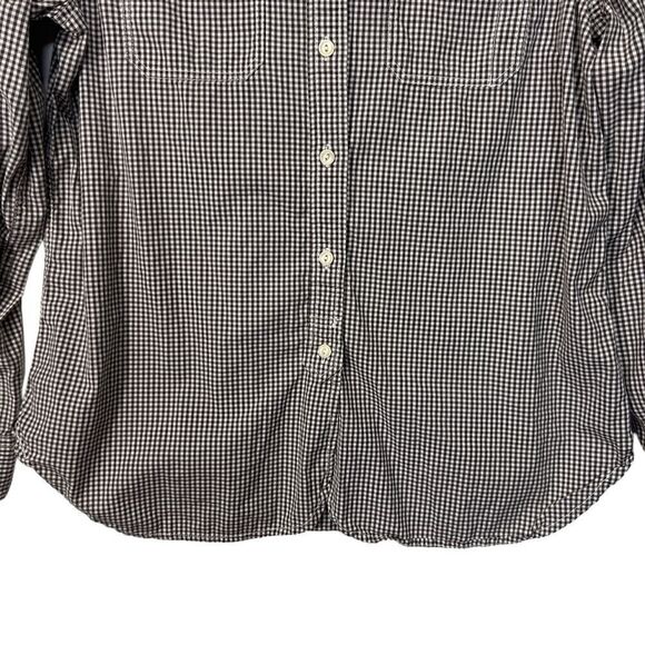 Lauren Ralph Lauren Button Up Top Womens  Size M Plaid Flip Cuff Black green tag - Picture 4 of 16